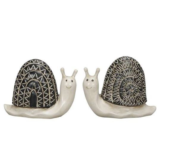 Deko Schnecke aus Polyresin schwarz, beige