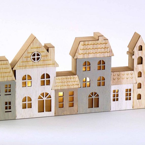Häuserreie LED aus Holz