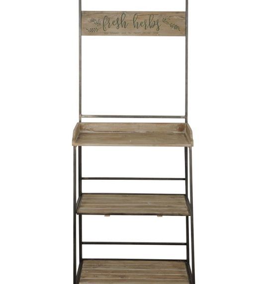 Gartenregal aus Metall und Holz