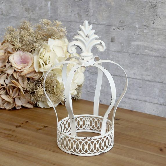 Dekokrone aus Metall weiß