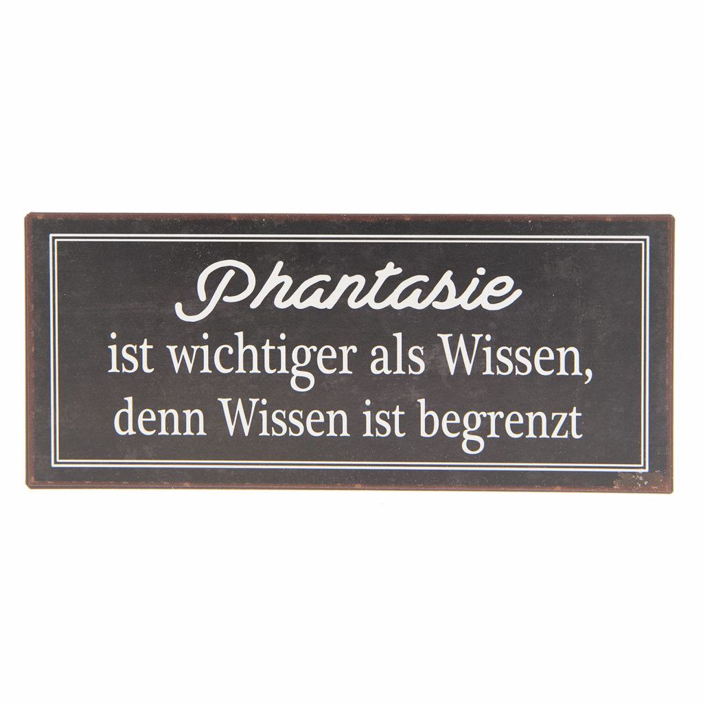 Phantasie Ist Wichtiger Als Wissen Denn Wissen Ist Begrenzt Bedeutung Metallschild "Phantasie ist wichtiger als Wissen, denn Wissen ist