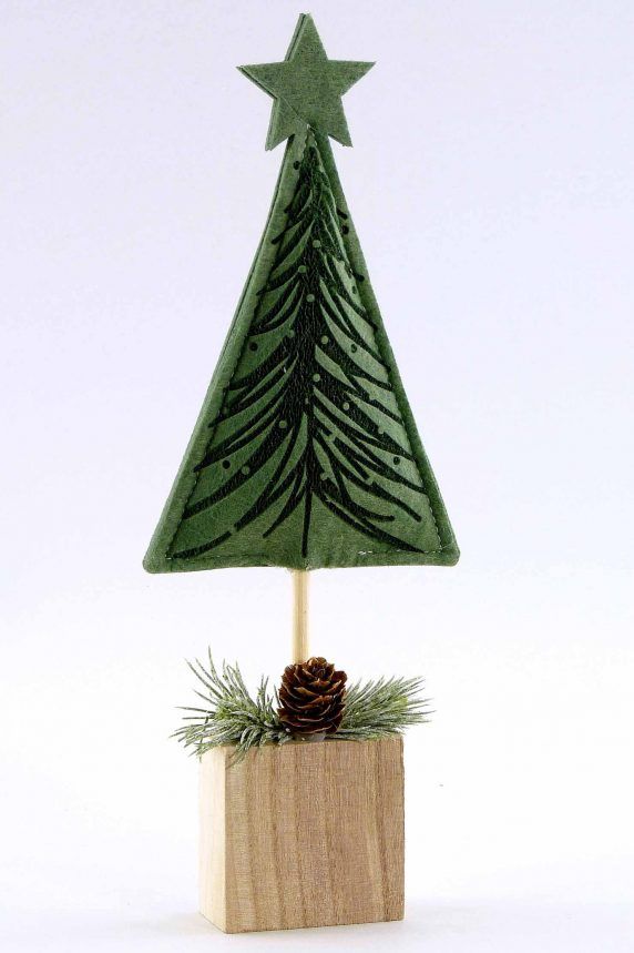 Baum aus Filz und Holz grün