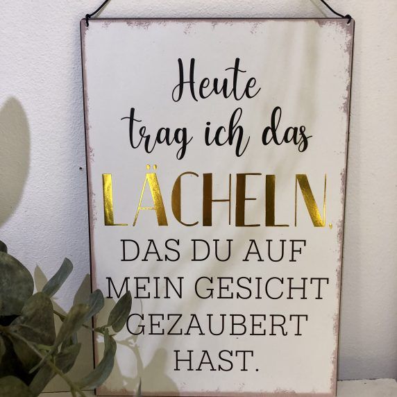 Wandschild Lächeln aus Metall 30x20 cm