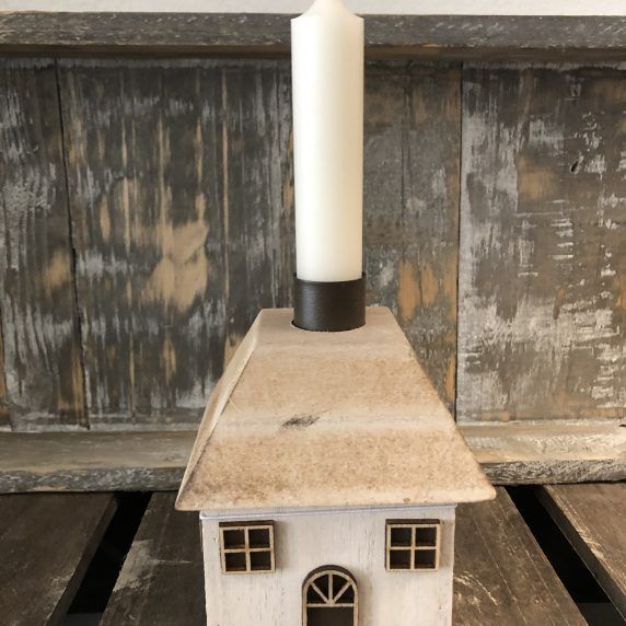 Kerzenhalter Haus aus Holz und Metall