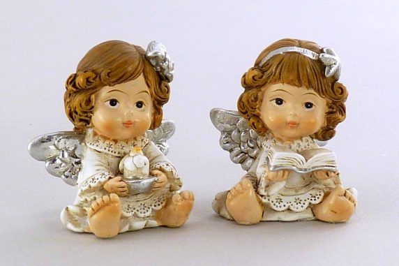 Engel Figur sitzend aus Polyresin